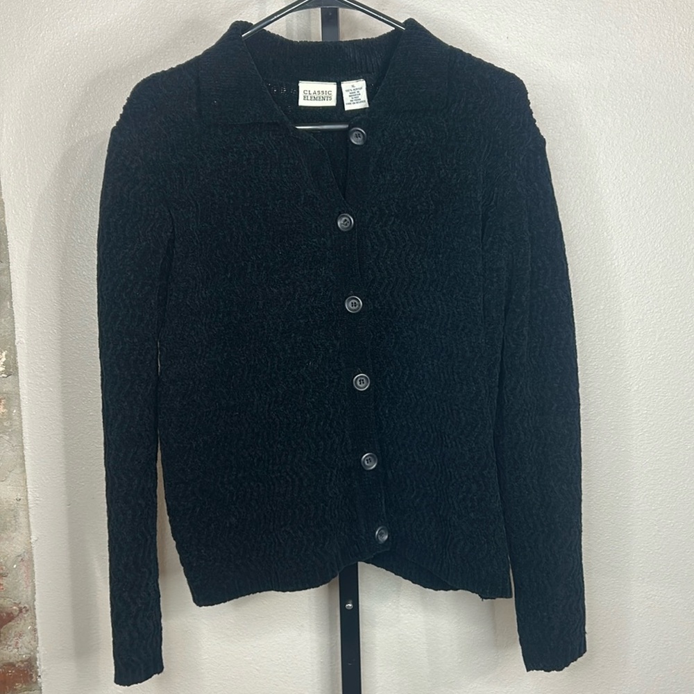 Classic Elements Black XL Button Up Cardigan